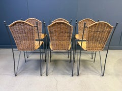 Chaises en osier par Frederick Weinberg, 1960, ensemble de 6