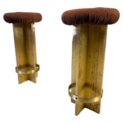 Tabourets de bar vintage en laiton italien, années 1970