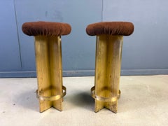 Tabourets de bar vintage en laiton italien, années 1970