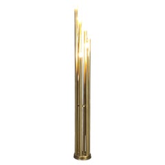 Lampada da terra italiana in ottone della metà del secolo, anni ’70