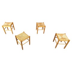 Vintage wicker stools - set of 4, 1960s