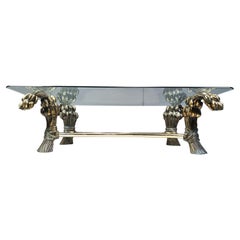 Vintage brass flower coffee table, 1970s