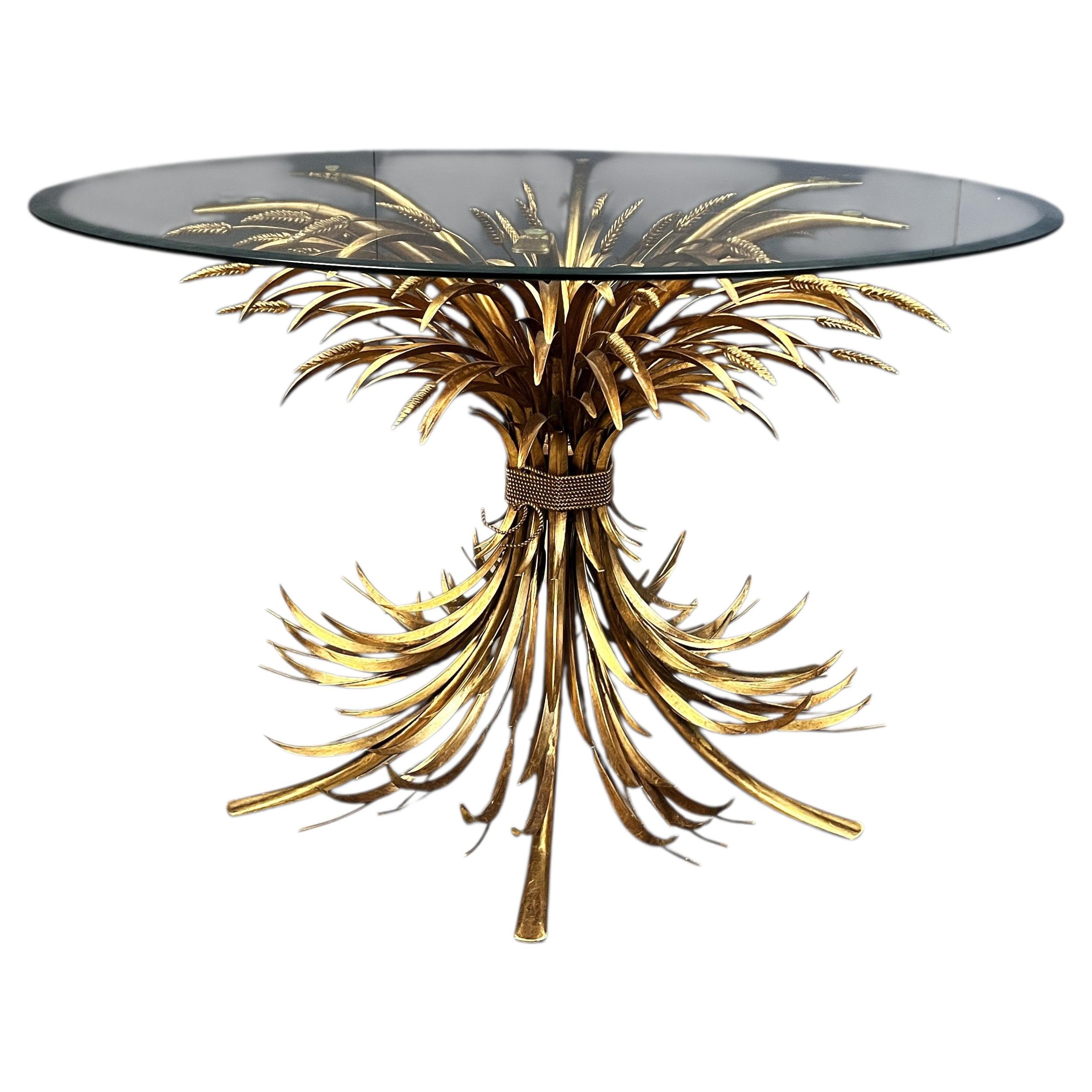 Gilt metal coco chanel dining table, 1960s For Sale
