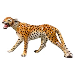 Große italienische Keramik-Leoparden-Statue, 1960er Jahre