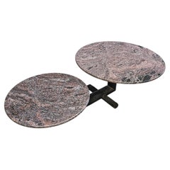 Two tier marble pivoting top coffee table by roche Bobois, 1980s