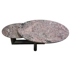 Two tier marble pivoting top coffee table by roche Bobois, 1980s