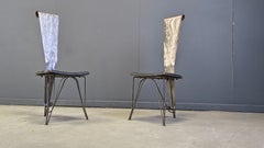 Hand crafted steel and stone dining set, 1970s