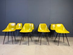 Mid century fiberglass coccinelle chairs by Rene Jean Caillette, 1950s - set of