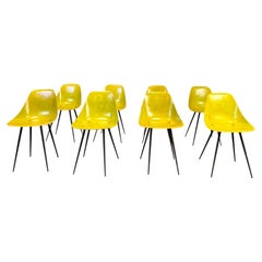 Mid century fiberglass coccinelle chairs by Rene Jean Caillette, 1950s - set of