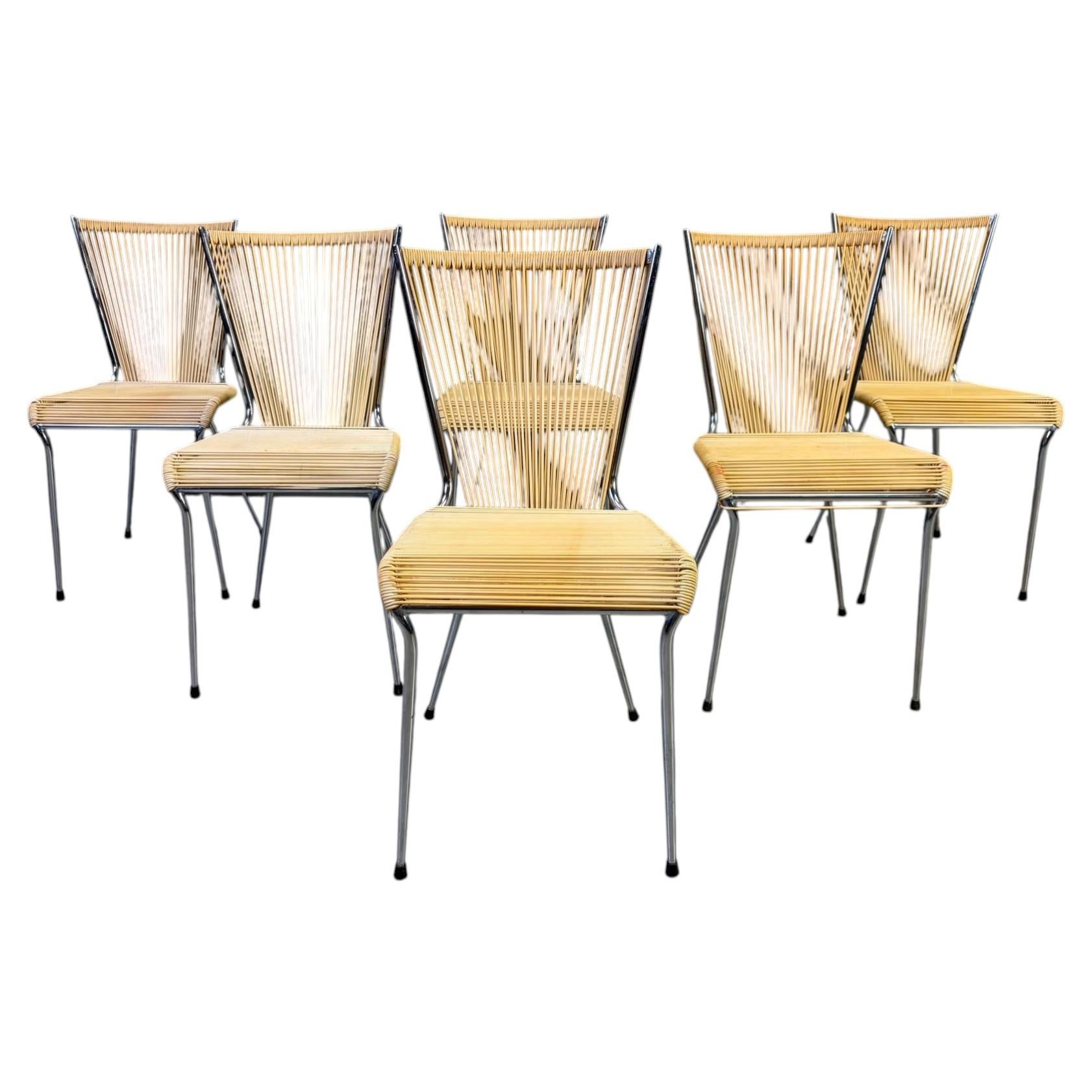 Vintage 'scoubidou' chairs, set of 6 - 1960s For Sale