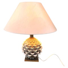 Vintage italian ceramic artichoque table lamp, 1960s