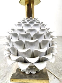 Vintage italian ceramic artichoque table lamp, 1960s