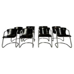 Vintage dining chairs by Willy Rizzo for cidue set of 8, 1970s