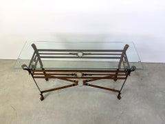 Mesa consola de imitación de piel al estilo Hermès, de los años 70