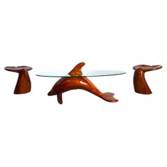 Polyte Solet Dolphin coffee table and stools, 1990s
