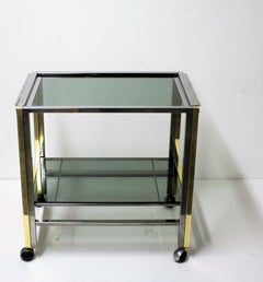 Brass and Chrome Two-Tier Bar Trolley, 1970s