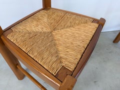 Vintage oak and wicker dining chairs set of 5 - 1960s