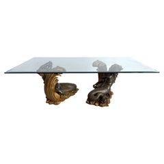 Vintage gilt wood mermaid coffee table, 1960s
