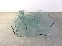 Shell glass coffee table by Danny Lane, 1980s for Fiam italy