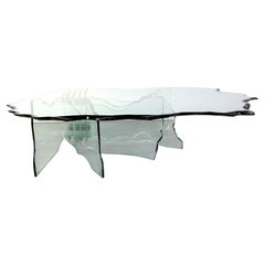 Shell glass coffee table by Danny Lane, 1980s for Fiam italy