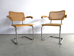 Chaises vintage à pied en porte-à-faux, inspirées de la chaise « Cesca » de Marcel Breuer – années 1970 – lot de 2