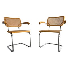 Chaises vintage à pied en porte-à-faux, inspirées de la chaise « Cesca » de Marcel Breuer – années 1970 – lot de 2