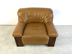 Brutalistischer Ledersessel, 1960er Jahre