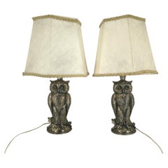 Paar silberne Eulenlampen von Loevsky & Loevsky, 1960er Jahre