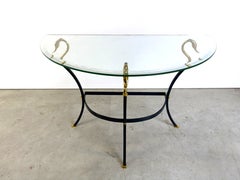 Vintage brass swan console table in the manner of Maison Jansen, 1980s
