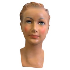 Vintage French Plaster Child Mannequin Head