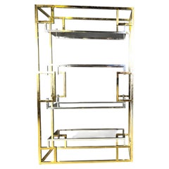 Vintage brass and chrome wall unit, 1970s