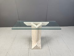 Consolle d'epoca in travertino alla maniera di Carlo Scarpa , anni '70