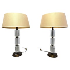 Pair of brass and lucite table lamps, 1980s