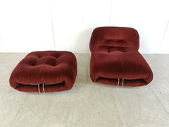 Soriana lounge chair with ottoman by Afra & Tobia Scarpa for Cassina, 1970s
