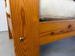 Sillón vintage de madera de pino, años 80