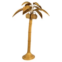 Vintage bamboo palm tree floor lamp by Mario Lopez Torres, 1970