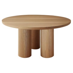 Table de salle à manger ronde brutaliste en placage de bois, Podio par NONO
