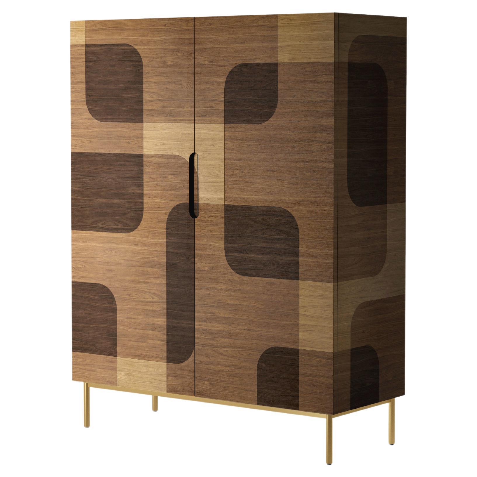 Bodega Bar Cabinet, Cupboard in Warm Wood Marquetry Veneer by Joel Escalona im Angebot