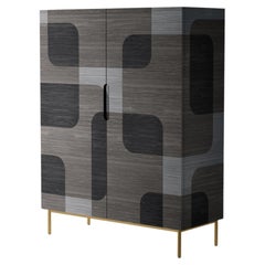 Grey Patterned Wood Cabinet from Bodega Collection by Joel Escalona