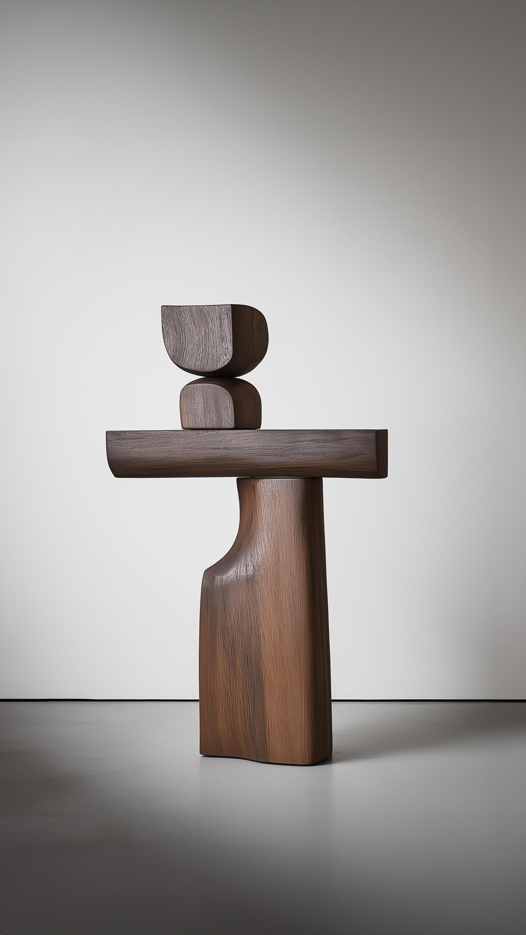 Modern Minimalist Wooden Sculpture Lull No145 – Handcrafted by NONO for Contemporary In For Sale