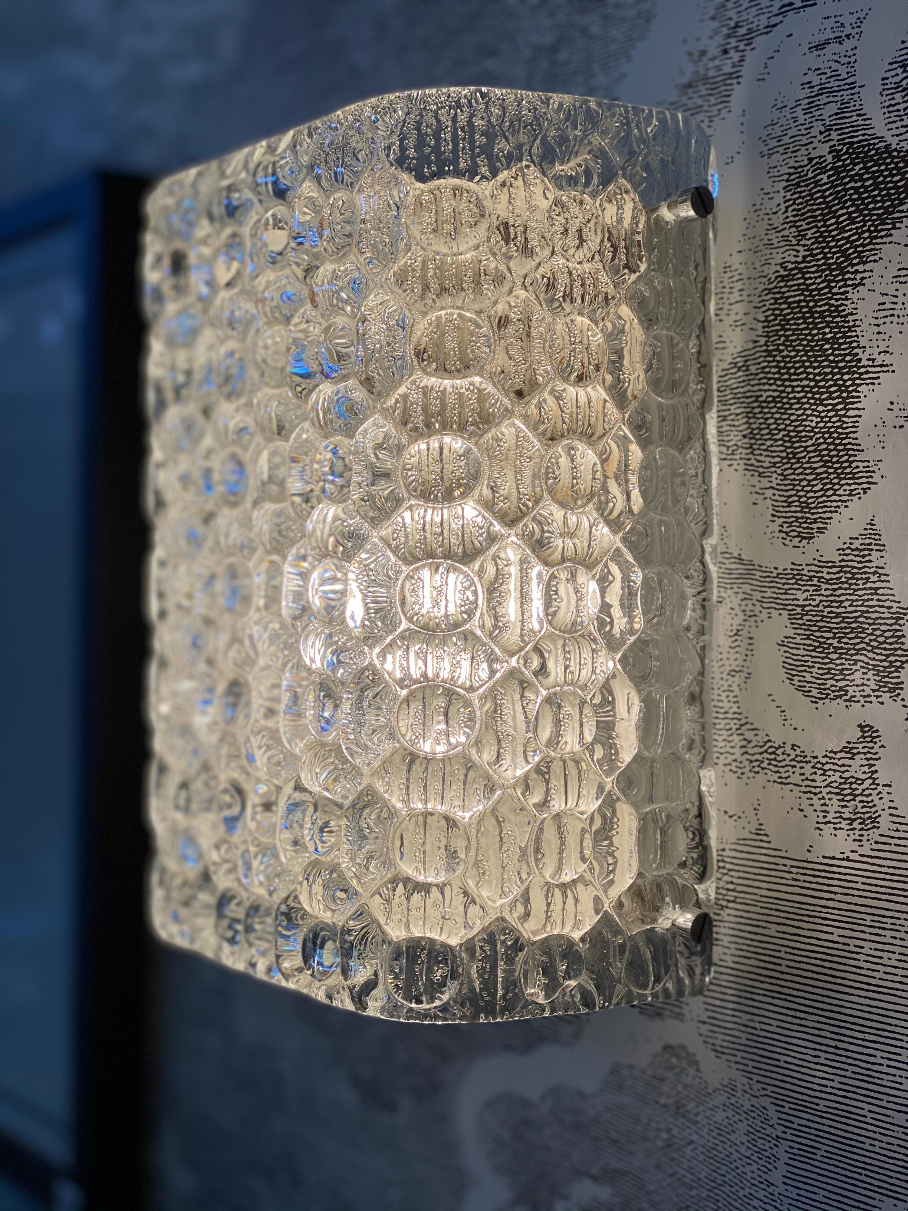 Ice Glass Wall Lamp from Germany, 1960s 12