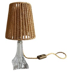 Lampada da tavolo di metà secolo di Val Saint Lambert con paralume boho, Belgio, anni '50
