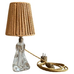 Lampada da tavolo in vetro trasparente Val Saint Lambert d'epoca, Belgio, anni '50