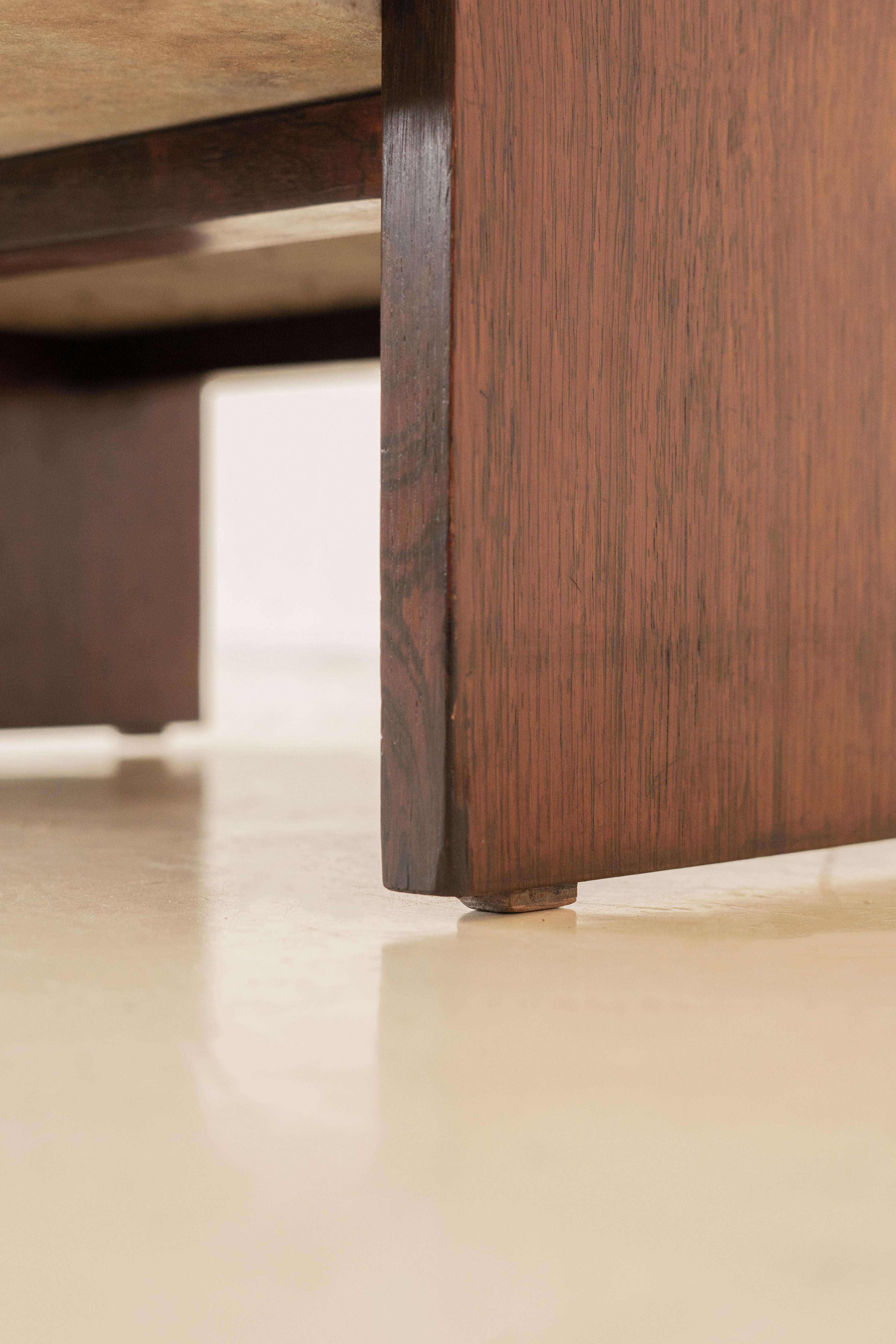 Table d'appoint en palissandre et marbre par Celina Decorações, années 1960, milieu du siècle brésilien en vente 1