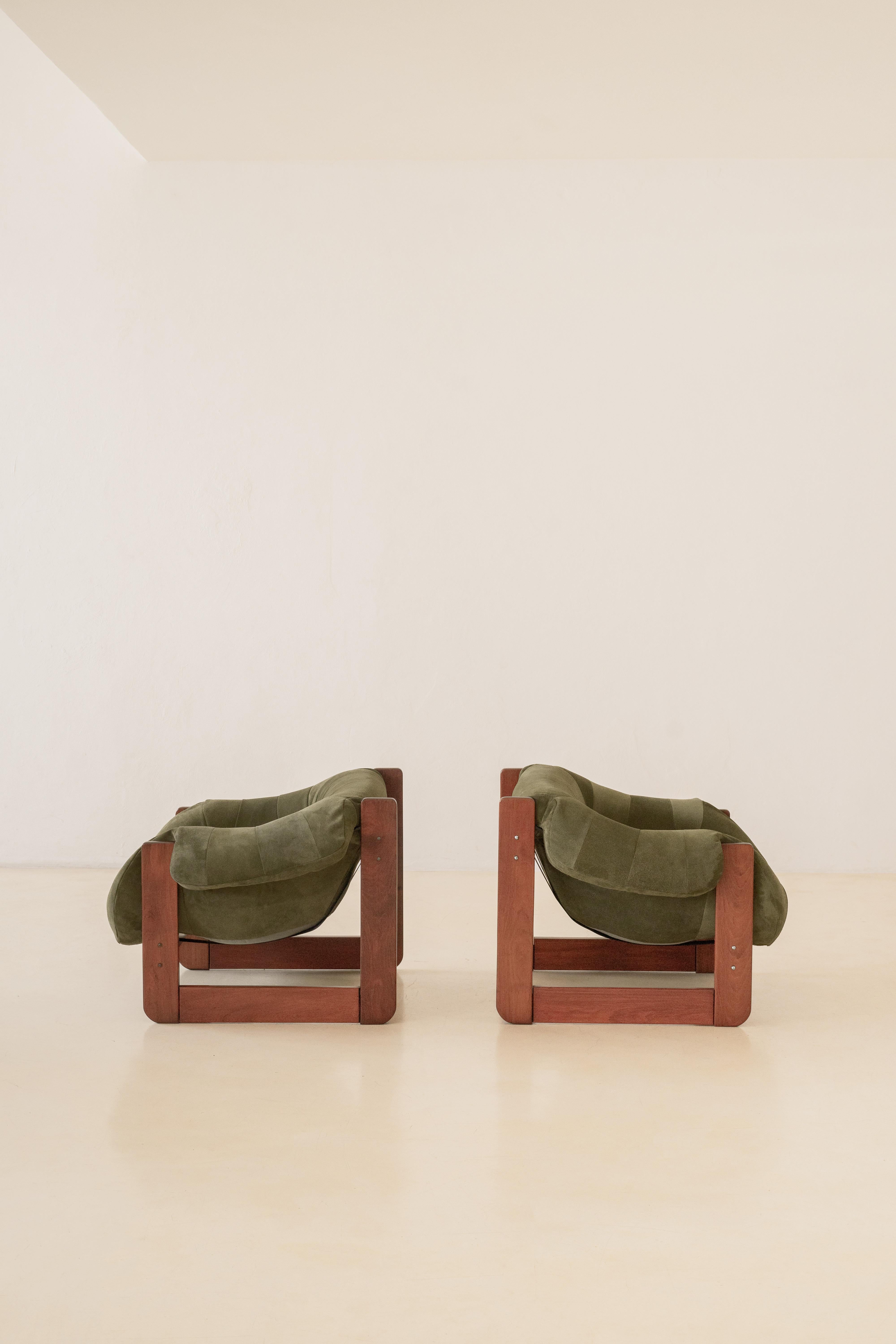 Cuir Paire de chaises longues MP-97 de Percival Lafer, milieu du siècle, Brésil, 1970 en vente