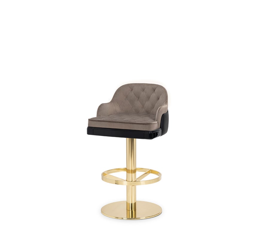 Vintage Glam Style Charla Swivel Bar Chair by LUXXU For Sale