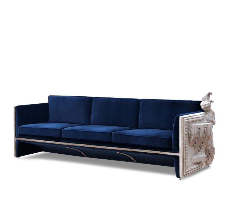 Versailles Sofa in Royal Blue Velvet by Boca do Lobo For Sale