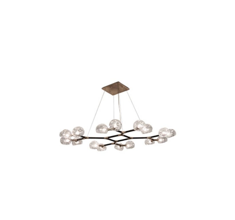 Horus II Modern Suspension Light With Crackle Glass Shade by BRABBU For Sale