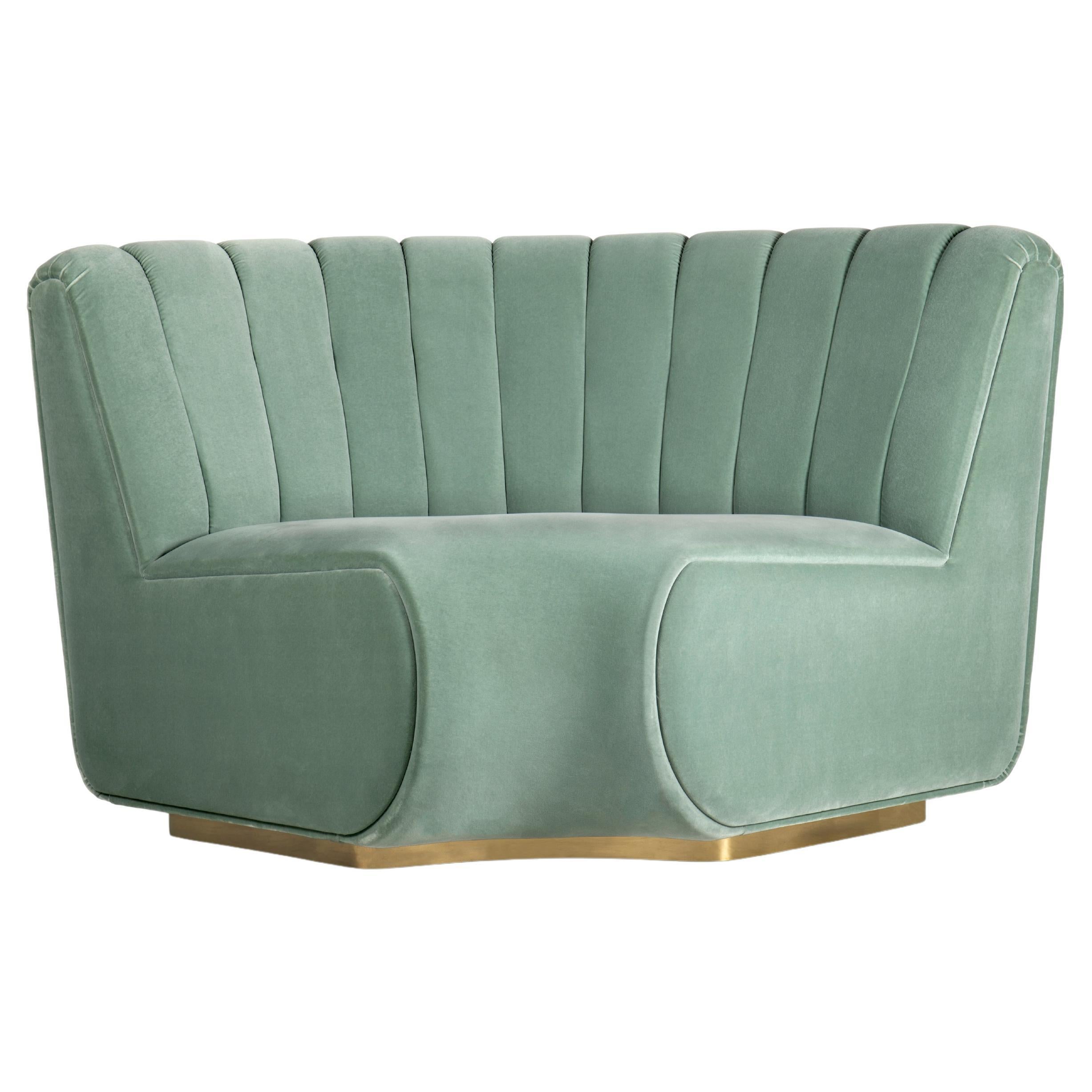 Sophia Corner Sofa in Mint Green Velvet For Sale