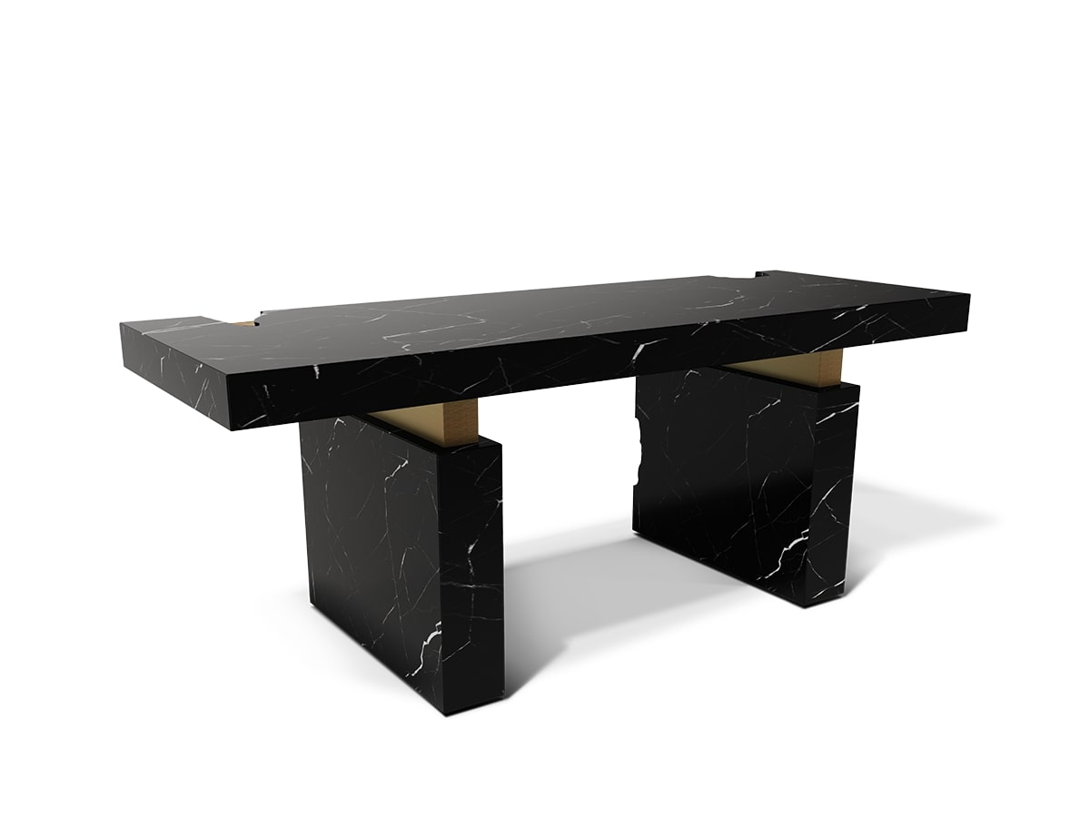 Modern Nero Marquina Marble Nougat Desk by Caffe Latte For Sale